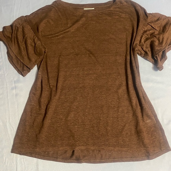 J. Jill 100% Linen Brown Short Sleeve T-Shirt Relaxed Fit - Picture 2 of 13